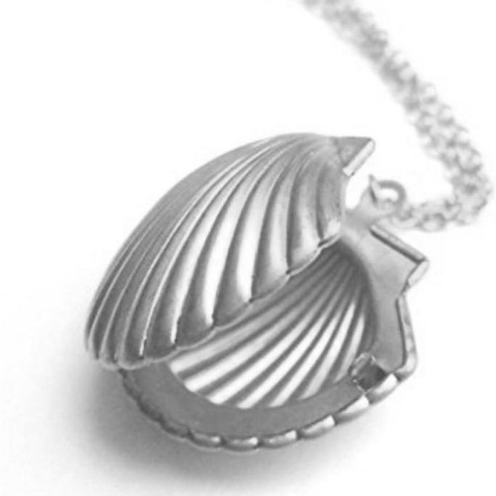 Anthro Rose Gold Sea Shell Locket Necklace